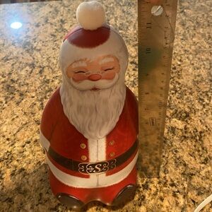 Santa St Nicholas tin Use as decor or fill with candy or cookies About 11 in